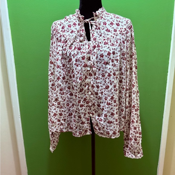 POLO RALPH LAUREN Floral Popover Cotton Gauze Top Rose Garden Sz 8 Retails $248 - Picture 7 of 11